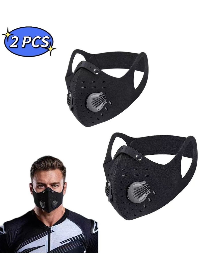 Sweet Life 2pcs Anti-Pollution Face Mask - Military Grade Activated Carbon Protection for Smoke, Exhaust Gas, Dust, Pollen - Ideal for Running, Walking, Cycling, and Outdoor Activities (Pure Black& Black) - Image 1